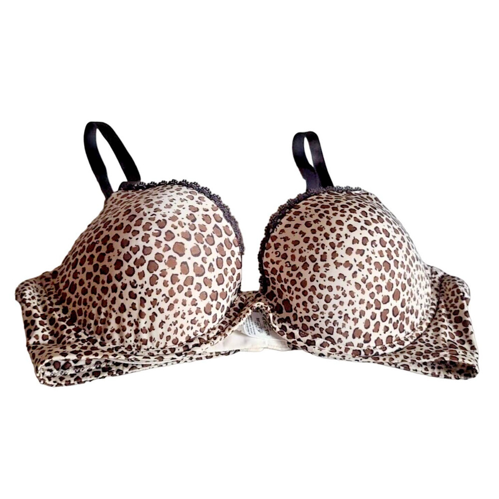 Calvin Klein Brown Leopard Print Full Coverage Adjustable Underwire Bra Size 34C